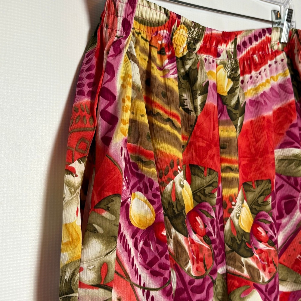 Maggie Sweet Vintage Tropical Floral Plisse Bermuda Shorts Large - Picture 6 of 9